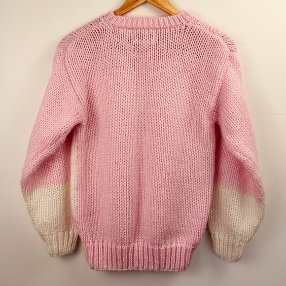 Vintage Pink and White Crewneck Sweater - South Bay Clothing - Size S - Picture 3 of 3